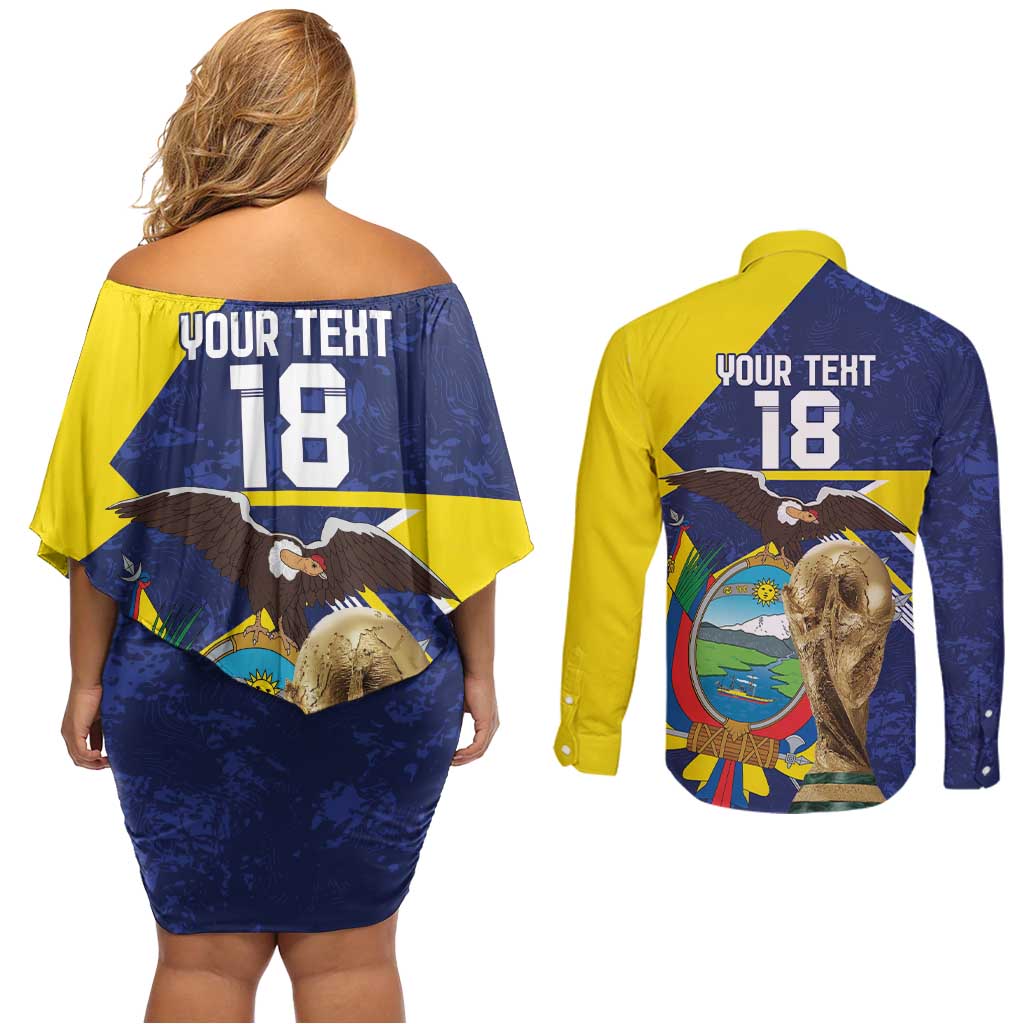 Ecuador Football Custom Couples Matching Off Shoulder Short Dress and Long Sleeve Button Shirt Road To World Cup 2026 - Wonder Print Shop