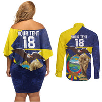 Ecuador Football Custom Couples Matching Off Shoulder Short Dress and Long Sleeve Button Shirt Road To World Cup 2026 - Wonder Print Shop