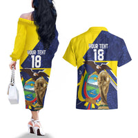 Ecuador Football Custom Couples Matching Off The Shoulder Long Sleeve Dress and Hawaiian Shirt Road To World Cup 2026 - Wonder Print Shop