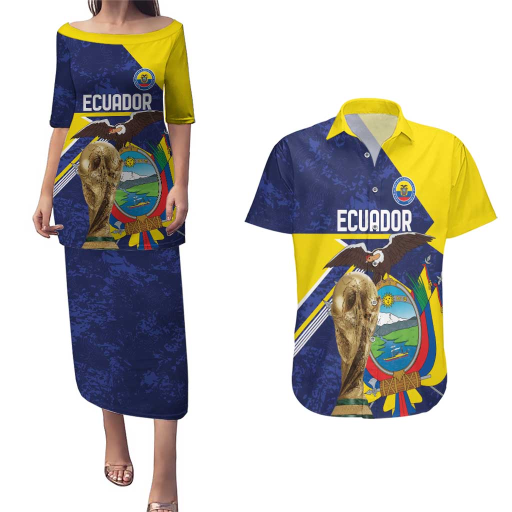 Ecuador Football Custom Couples Matching Puletasi and Hawaiian Shirt Road To World Cup 2026 - Wonder Print Shop
