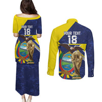 Ecuador Football Custom Couples Matching Puletasi and Long Sleeve Button Shirt Road To World Cup 2026 - Wonder Print Shop