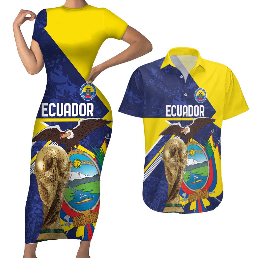 Ecuador Football Custom Couples Matching Short Sleeve Bodycon Dress and Hawaiian Shirt Road To World Cup 2026 - Wonder Print Shop