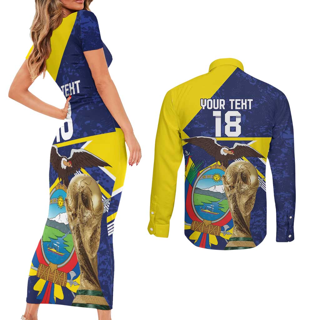Ecuador Football Custom Couples Matching Short Sleeve Bodycon Dress and Long Sleeve Button Shirt Road To World Cup 2026 - Wonder Print Shop