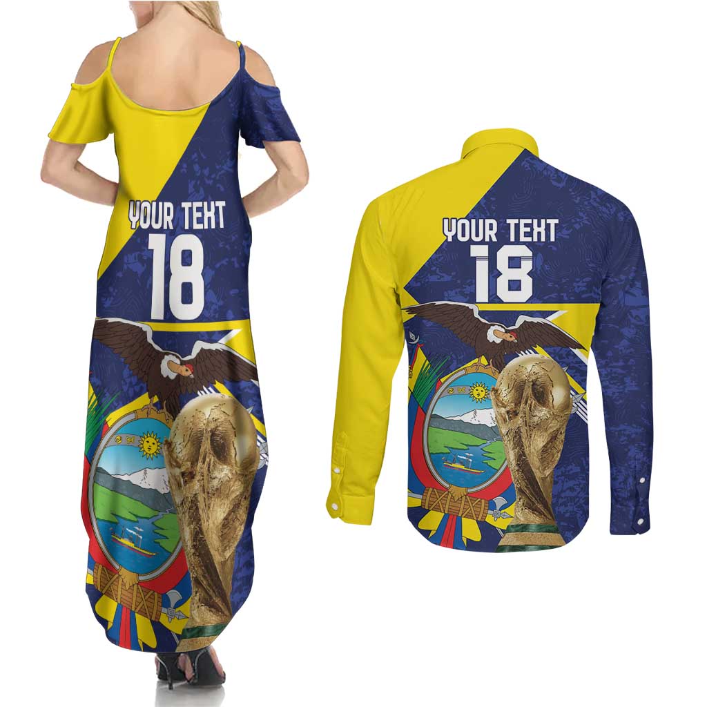 Ecuador Football Custom Couples Matching Summer Maxi Dress and Long Sleeve Button Shirt Road To World Cup 2026 - Wonder Print Shop