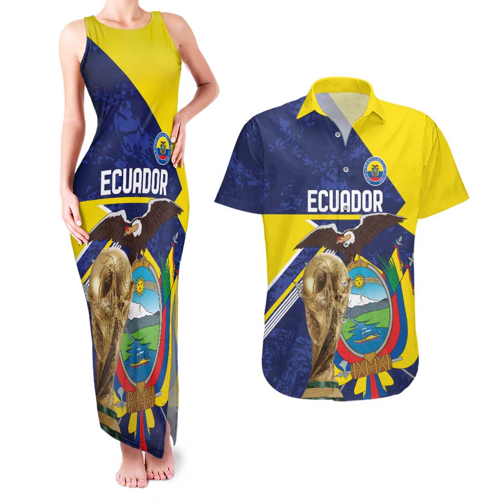 Ecuador Football Custom Couples Matching Tank Maxi Dress and Hawaiian Shirt Road To World Cup 2026 - Wonder Print Shop
