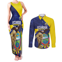 Ecuador Football Custom Couples Matching Tank Maxi Dress and Long Sleeve Button Shirt Road To World Cup 2026 - Wonder Print Shop