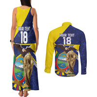 Ecuador Football Custom Couples Matching Tank Maxi Dress and Long Sleeve Button Shirt Road To World Cup 2026 - Wonder Print Shop