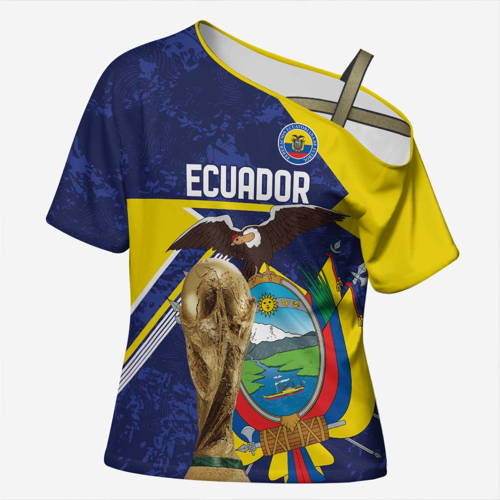 Ecuador Football Custom Cross Shoulder Shirt Road To World Cup 2026 - Wonder Print Shop