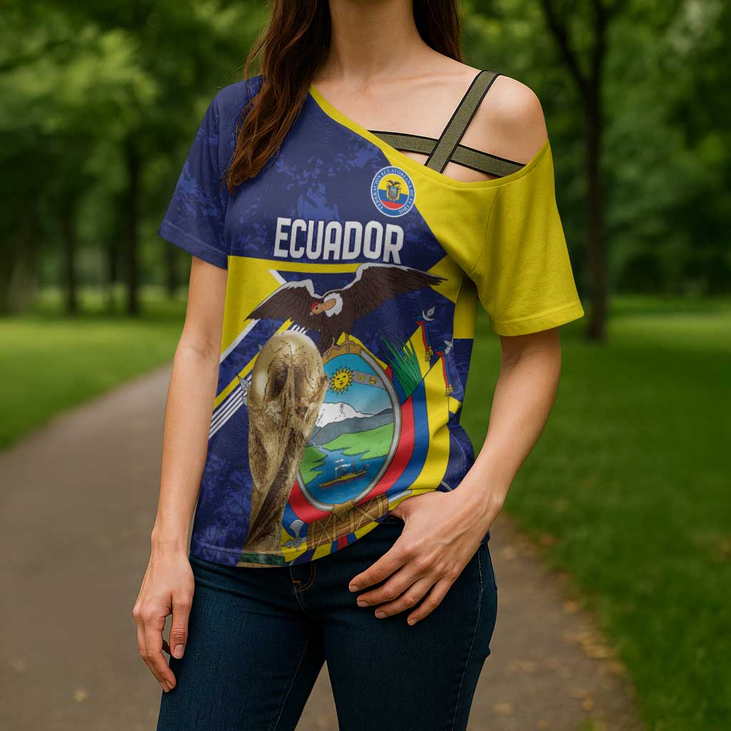 Ecuador Football Custom Cross Shoulder Shirt Road To World Cup 2026 - Wonder Print Shop