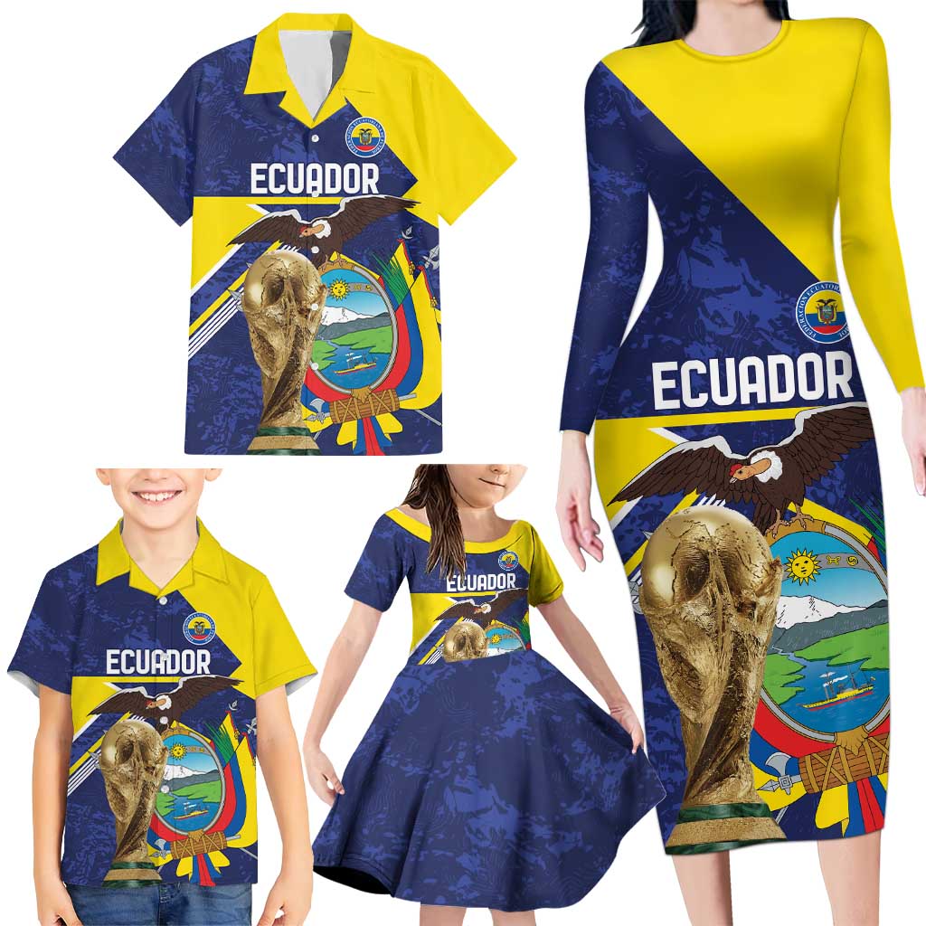 Ecuador Football Custom Family Matching Long Sleeve Bodycon Dress and Hawaiian Shirt Road To World Cup 2026 - Wonder Print Shop