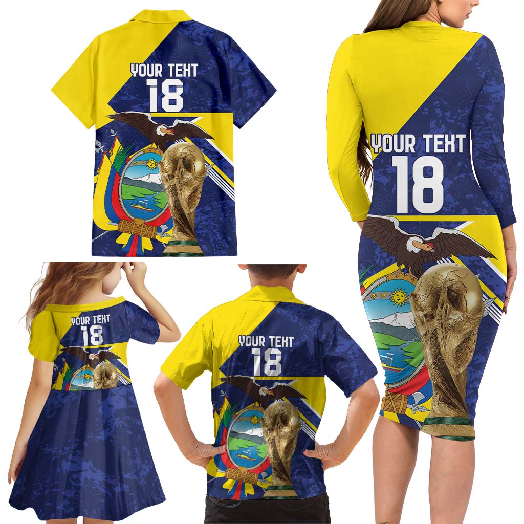 Ecuador Football Custom Family Matching Long Sleeve Bodycon Dress and Hawaiian Shirt Road To World Cup 2026 - Wonder Print Shop