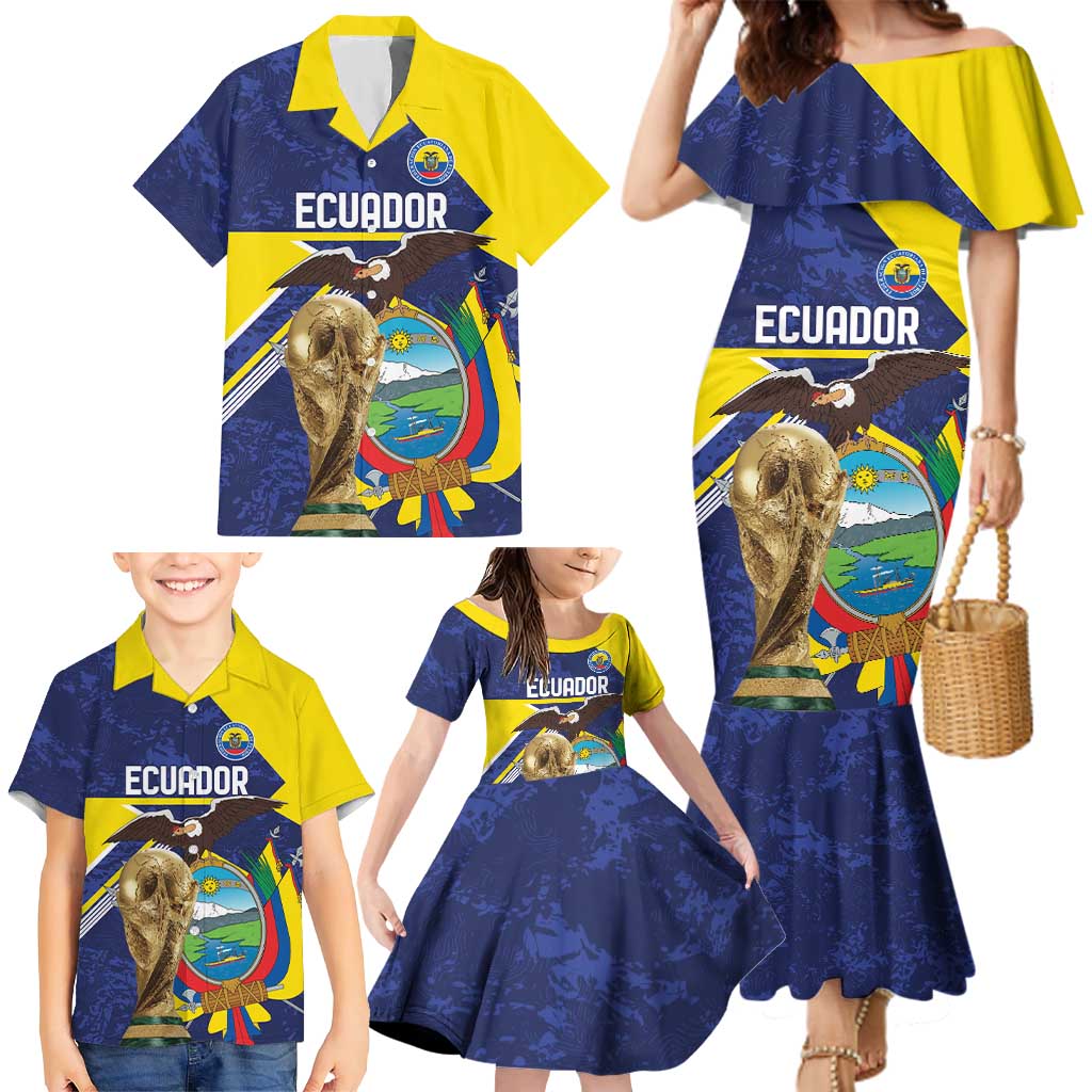 Ecuador Football Custom Family Matching Mermaid Dress and Hawaiian Shirt Road To World Cup 2026 - Wonder Print Shop