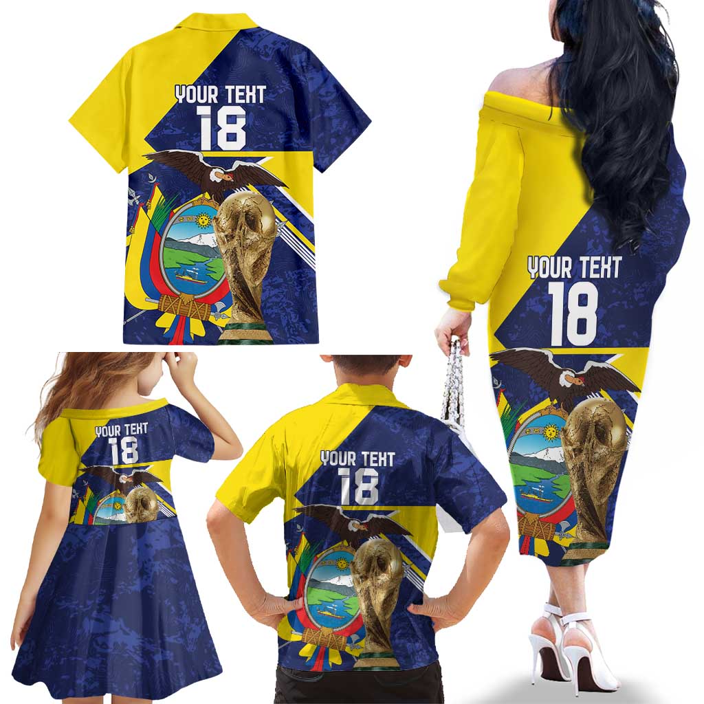 Ecuador Football Custom Family Matching Off The Shoulder Long Sleeve Dress and Hawaiian Shirt Road To World Cup 2026 - Wonder Print Shop