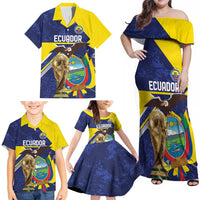 Ecuador Football Custom Family Matching Off Shoulder Maxi Dress and Hawaiian Shirt Road To World Cup 2026 - Wonder Print Shop