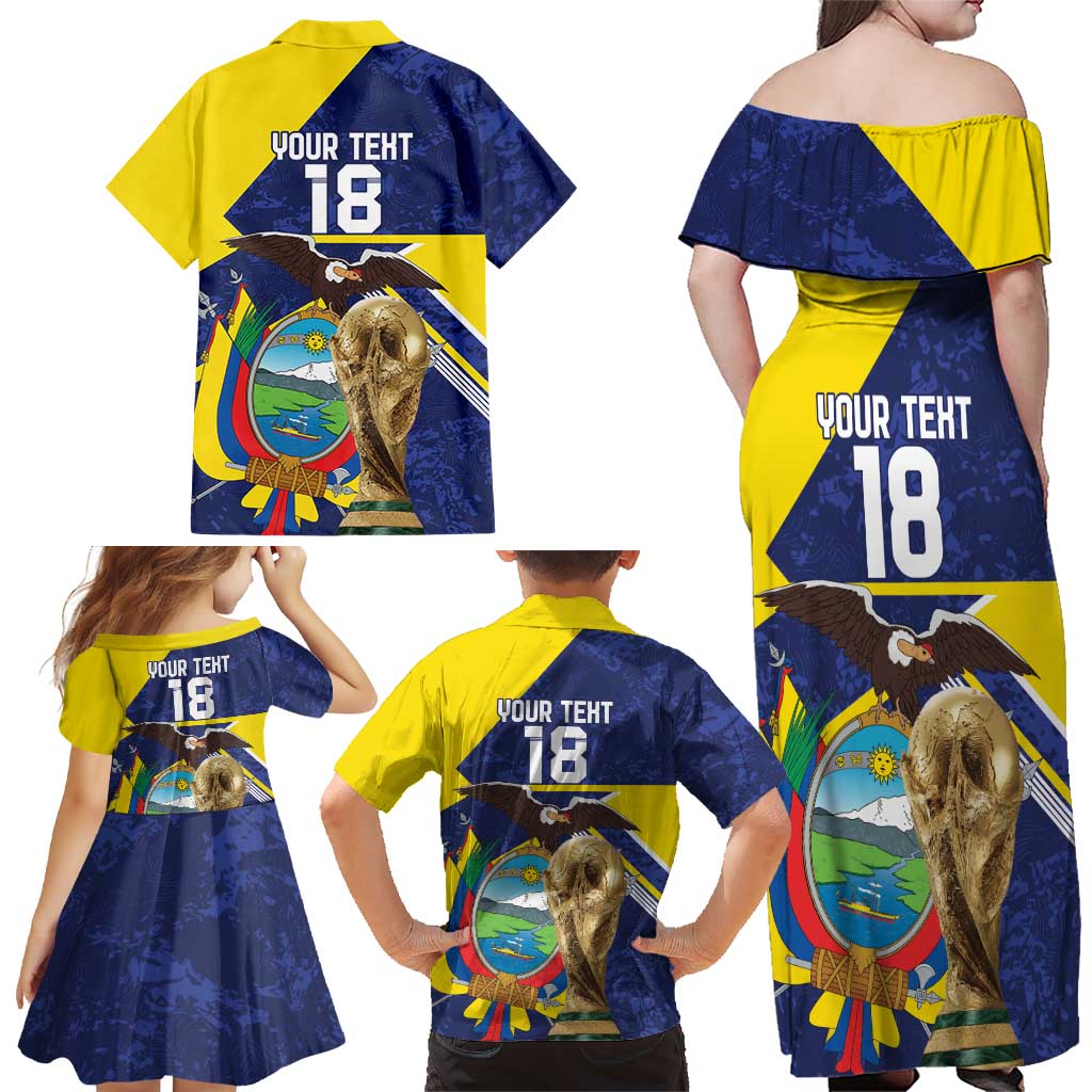 Ecuador Football Custom Family Matching Off Shoulder Maxi Dress and Hawaiian Shirt Road To World Cup 2026 - Wonder Print Shop