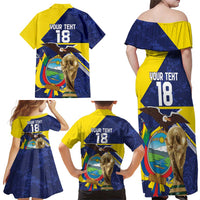 Ecuador Football Custom Family Matching Off Shoulder Maxi Dress and Hawaiian Shirt Road To World Cup 2026 - Wonder Print Shop