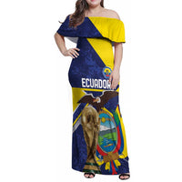 Ecuador Football Custom Family Matching Off Shoulder Maxi Dress and Hawaiian Shirt Road To World Cup 2026 - Wonder Print Shop