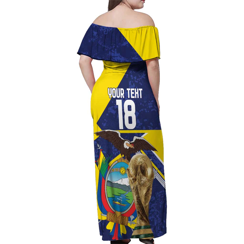Ecuador Football Custom Family Matching Off Shoulder Maxi Dress and Hawaiian Shirt Road To World Cup 2026 - Wonder Print Shop