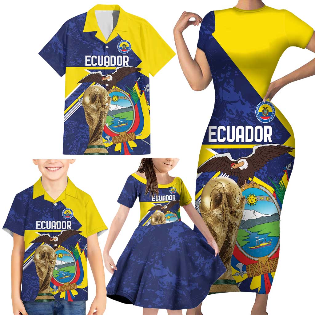 Ecuador Football Custom Family Matching Short Sleeve Bodycon Dress and Hawaiian Shirt Road To World Cup 2026 - Wonder Print Shop