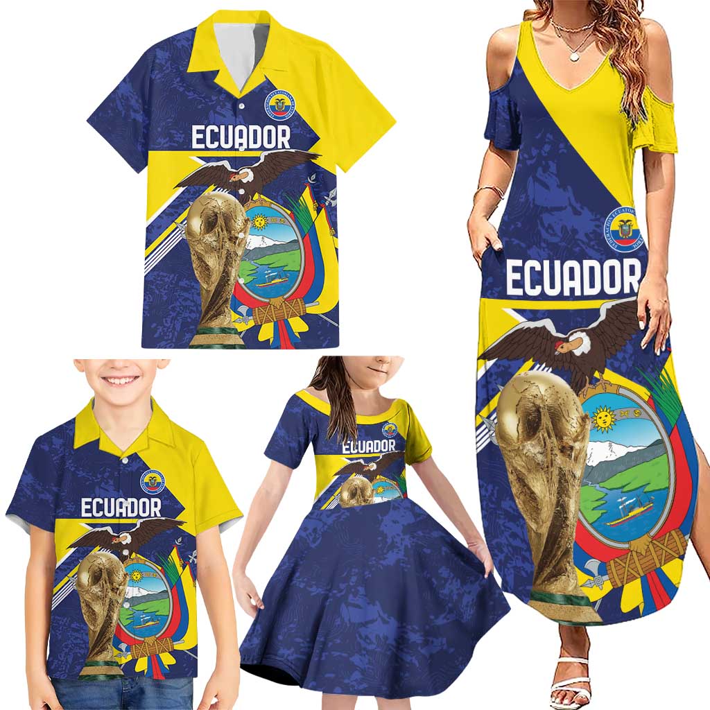 Ecuador Football Custom Family Matching Summer Maxi Dress and Hawaiian Shirt Road To World Cup 2026 - Wonder Print Shop