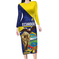Ecuador Football Custom Long Sleeve Bodycon Dress Road To World Cup 2026 - Wonder Print Shop