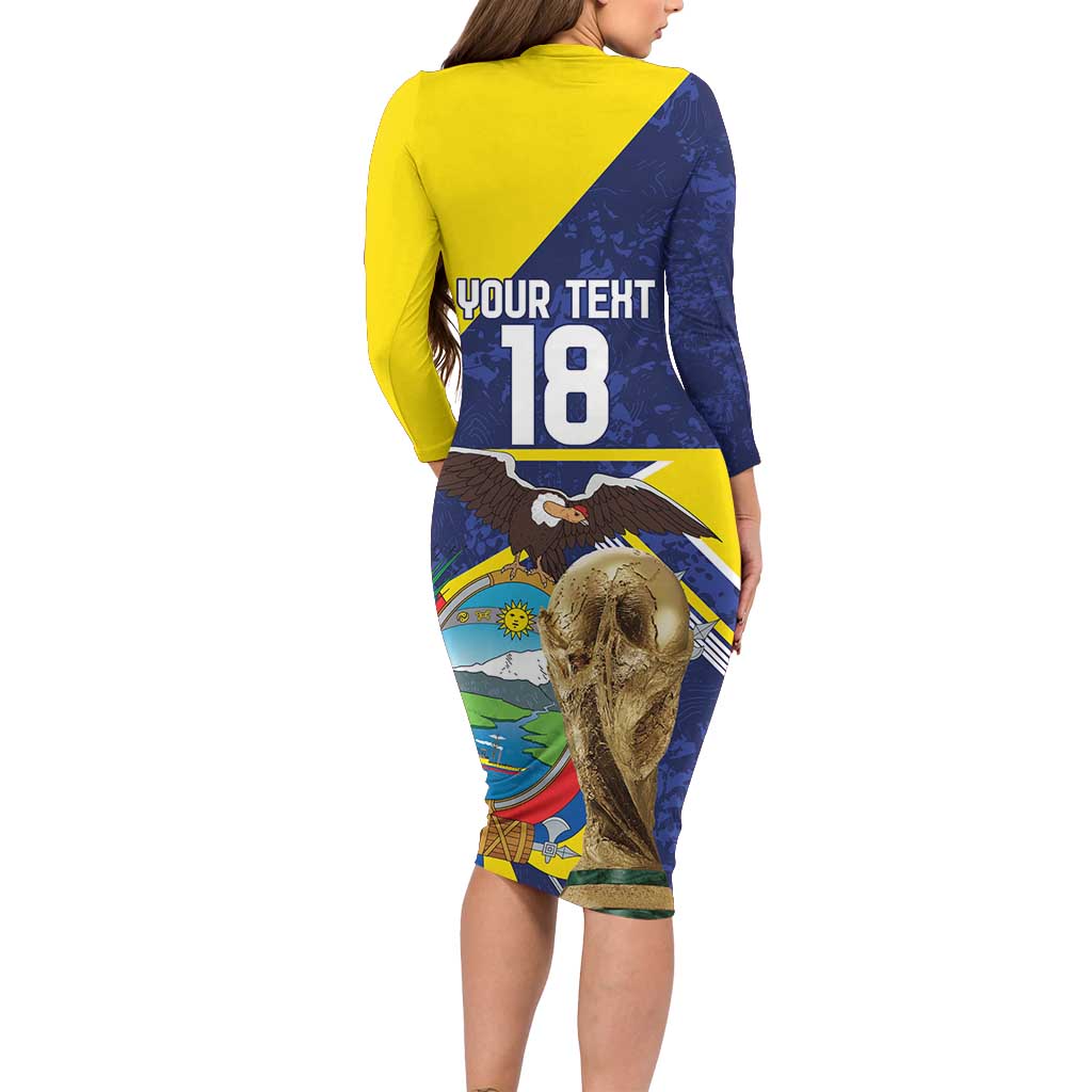 Ecuador Football Custom Long Sleeve Bodycon Dress Road To World Cup 2026 - Wonder Print Shop
