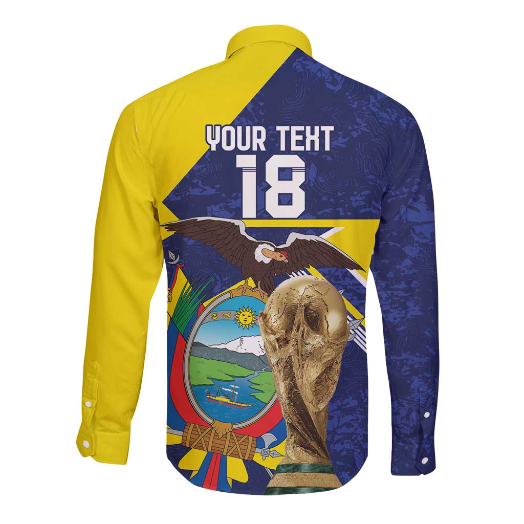 Ecuador Football Custom Long Sleeve Button Shirt Road To World Cup 2026 - Wonder Print Shop