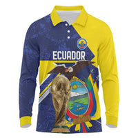 Ecuador Football Custom Long Sleeve Polo Shirt Road To World Cup 2026 - Wonder Print Shop