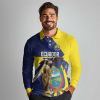 Ecuador Football Custom Long Sleeve Polo Shirt Road To World Cup 2026 - Wonder Print Shop