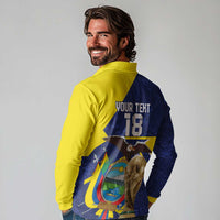 Ecuador Football Custom Long Sleeve Polo Shirt Road To World Cup 2026 - Wonder Print Shop