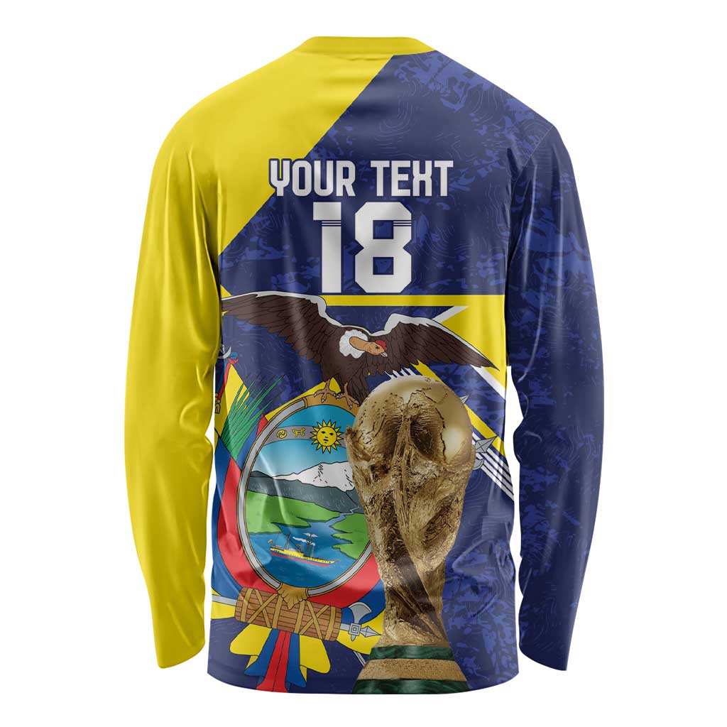 Ecuador Football Custom Long Sleeve Shirt Road To World Cup 2026 - Wonder Print Shop
