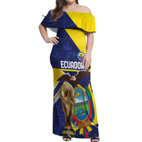 Ecuador Football Custom Off Shoulder Maxi Dress Road To World Cup 2026 - Wonder Print Shop