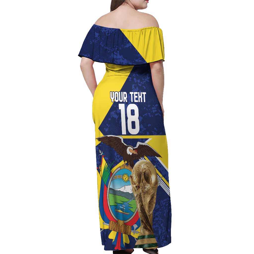 Ecuador Football Custom Off Shoulder Maxi Dress Road To World Cup 2026 - Wonder Print Shop