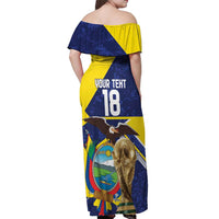 Ecuador Football Custom Off Shoulder Maxi Dress Road To World Cup 2026 - Wonder Print Shop