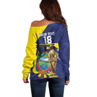 Ecuador Football Custom Off Shoulder Sweater Road To World Cup 2026 - Wonder Print Shop