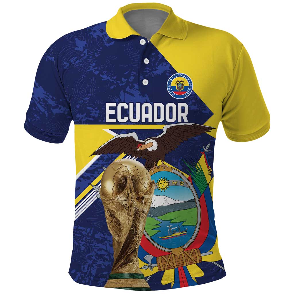 Ecuador Football Custom Polo Shirt Road To World Cup 2026 - Wonder Print Shop
