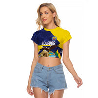 Ecuador Football Custom Raglan Cropped T Shirt Road To World Cup 2026 - Wonder Print Shop