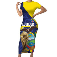 Ecuador Football Custom Short Sleeve Bodycon Dress Road To World Cup 2026 - Wonder Print Shop