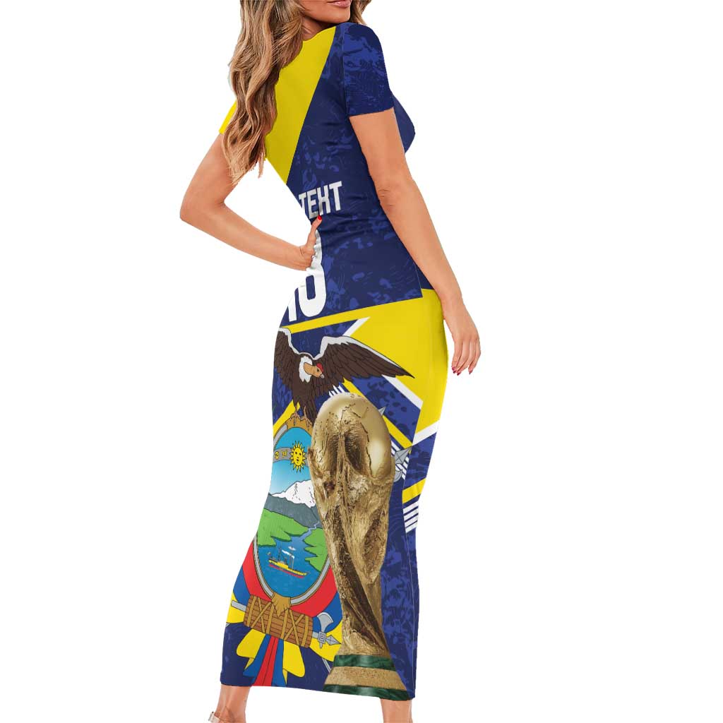 Ecuador Football Custom Short Sleeve Bodycon Dress Road To World Cup 2026 - Wonder Print Shop