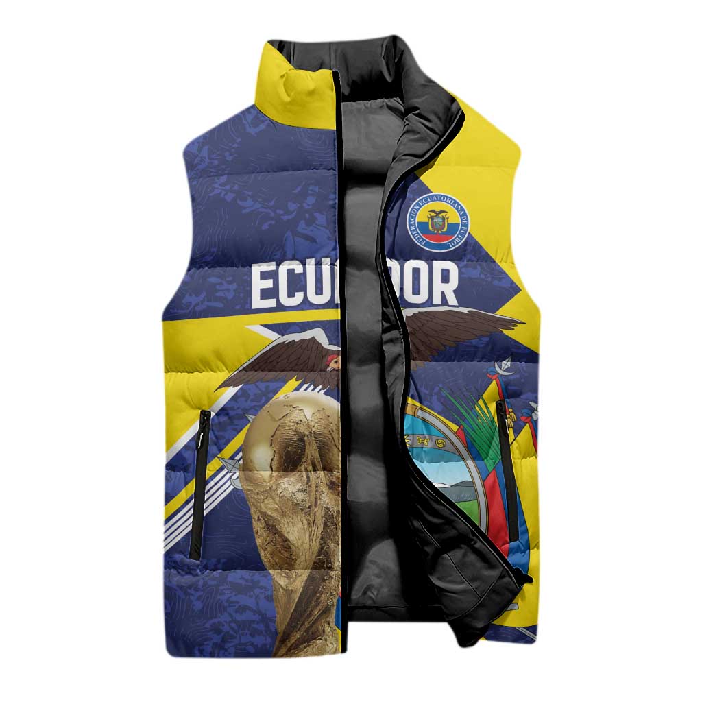 Ecuador Football Custom Sleeveless Puffer Jacket Road To World Cup 2026 - Wonder Print Shop