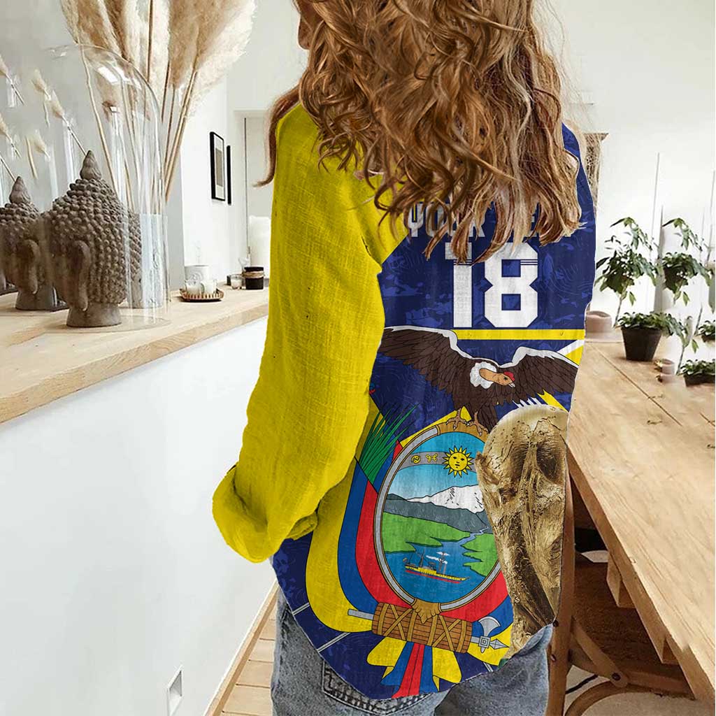 Ecuador Football Custom Women Casual Shirt Road To World Cup 2026 - Wonder Print Shop