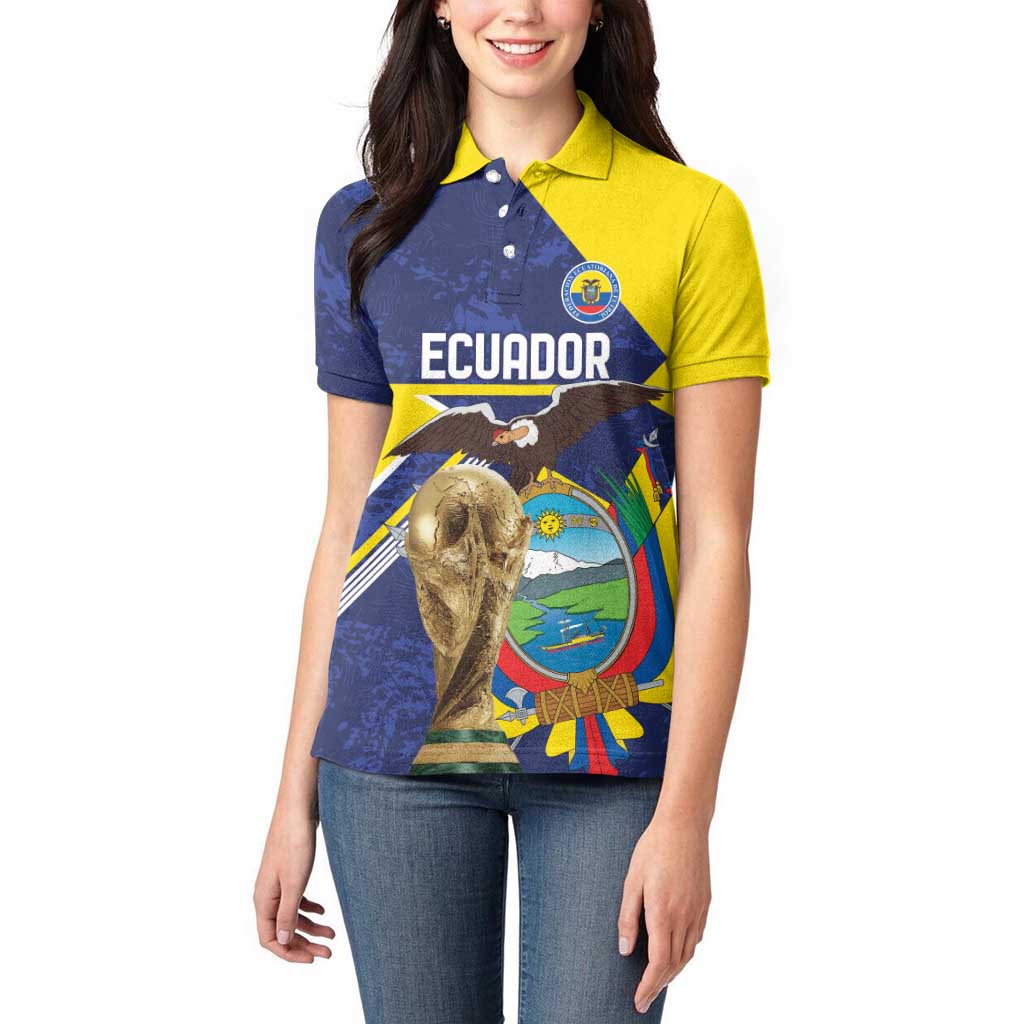Ecuador Football Custom Women Polo Shirt Road To World Cup 2026 - Wonder Print Shop