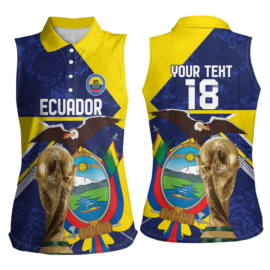 Ecuador Football Custom Women Sleeveless Polo Shirt Road To World Cup 2026 - Wonder Print Shop