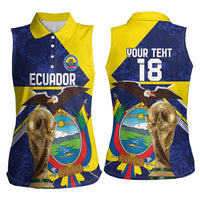 Ecuador Football Custom Women Sleeveless Polo Shirt Road To World Cup 2026 - Wonder Print Shop