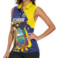 Ecuador Football Custom Women Sleeveless Polo Shirt Road To World Cup 2026 - Wonder Print Shop