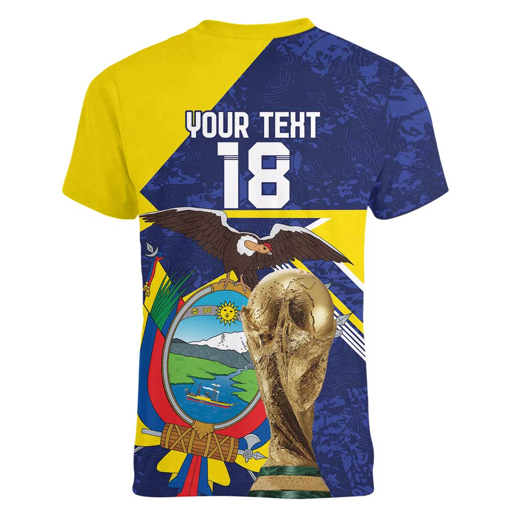 Ecuador Football Custom Women V-Neck T-Shirt Road To World Cup 2026 - Wonder Print Shop