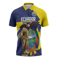 Ecuador Football Custom Zipper Polo Shirt Road To World Cup 2026 - Wonder Print Shop