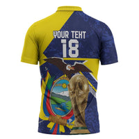 Ecuador Football Custom Zipper Polo Shirt Road To World Cup 2026 - Wonder Print Shop