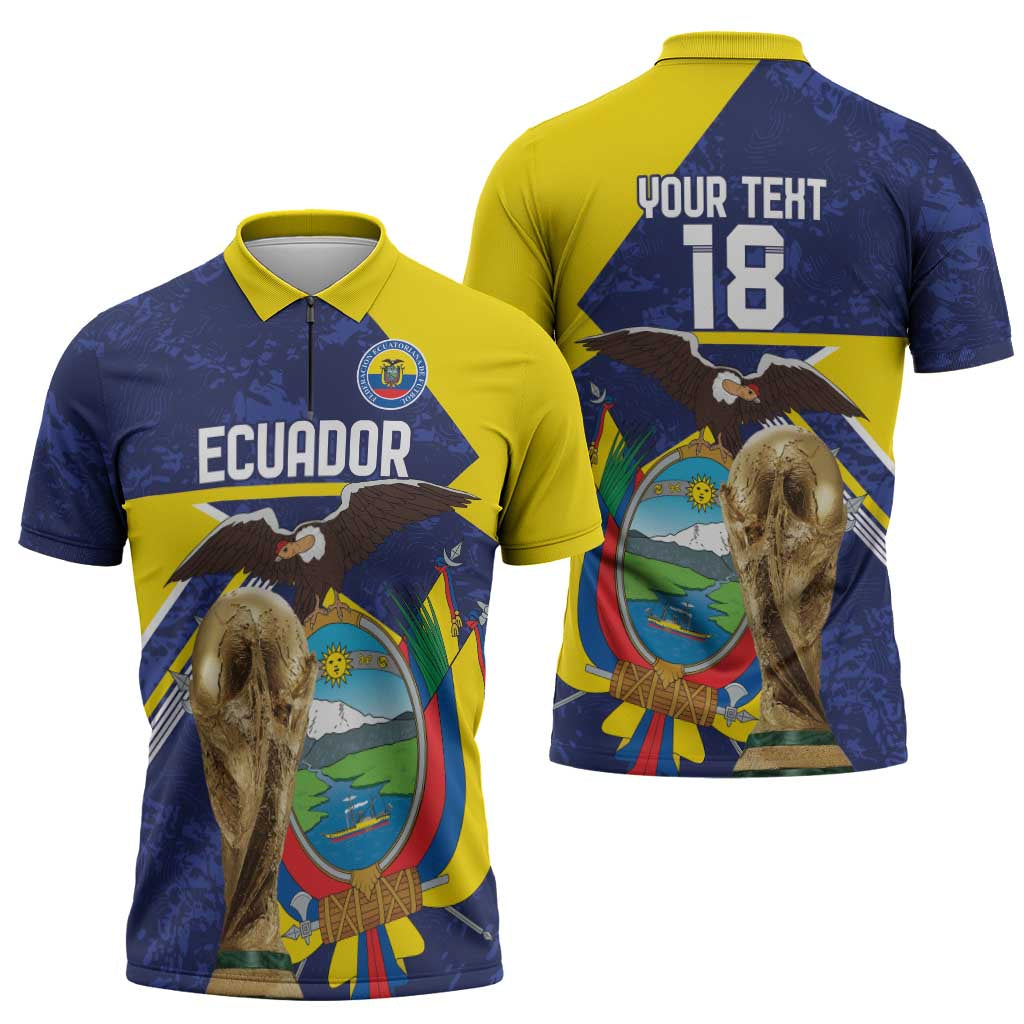 Ecuador Football Custom Zipper Polo Shirt Road To World Cup 2026 - Wonder Print Shop