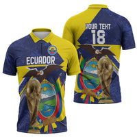 Ecuador Football Custom Zipper Polo Shirt Road To World Cup 2026 - Wonder Print Shop